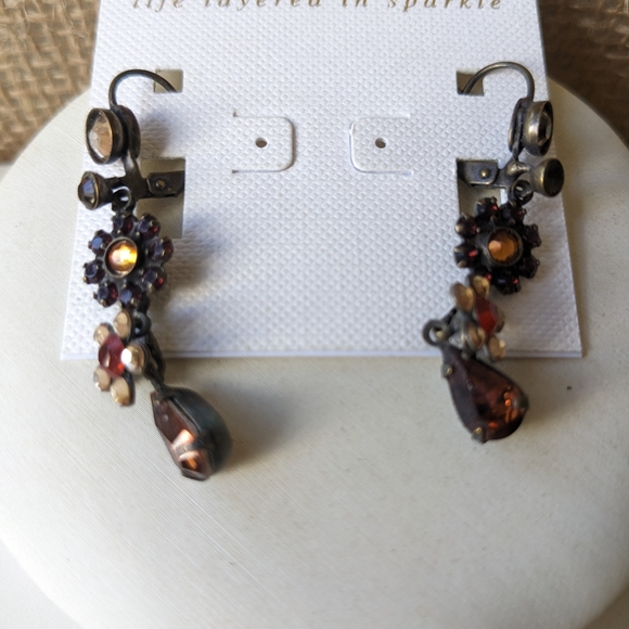 Sorrelli Maple Drop Down Flower Earrings in Brass - Picture 2 of 3